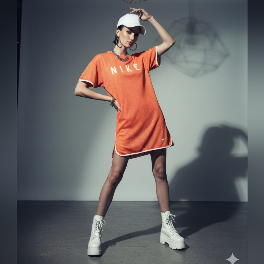 Nike Fun Bright Orange Mesh Athleisure Dress